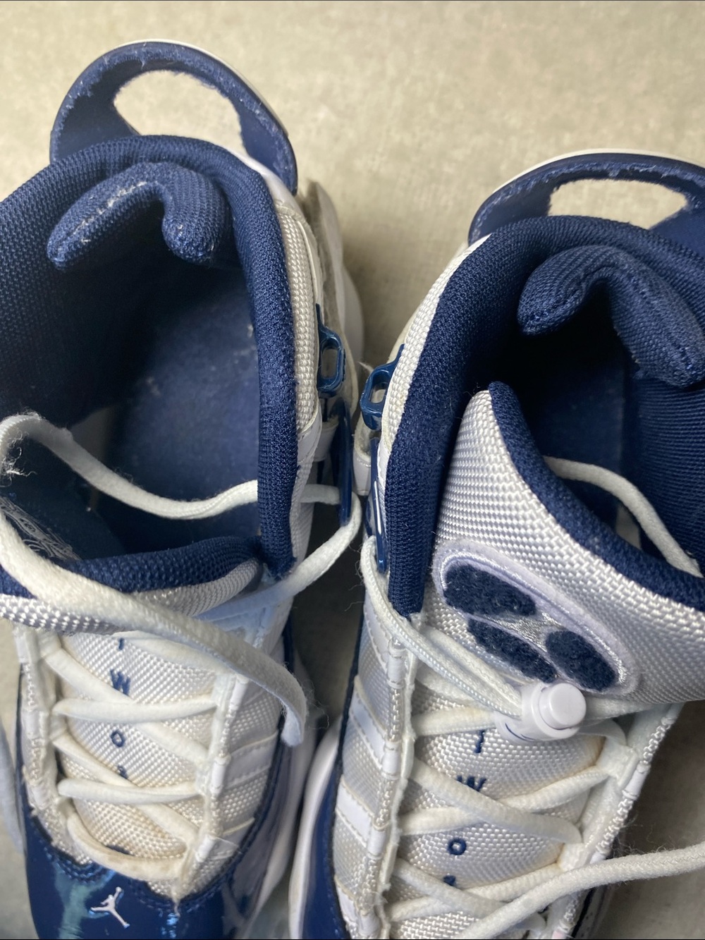 Air Jordan Kids Navy and White High-Top Basketball Sneakers - Picture 7 of 9